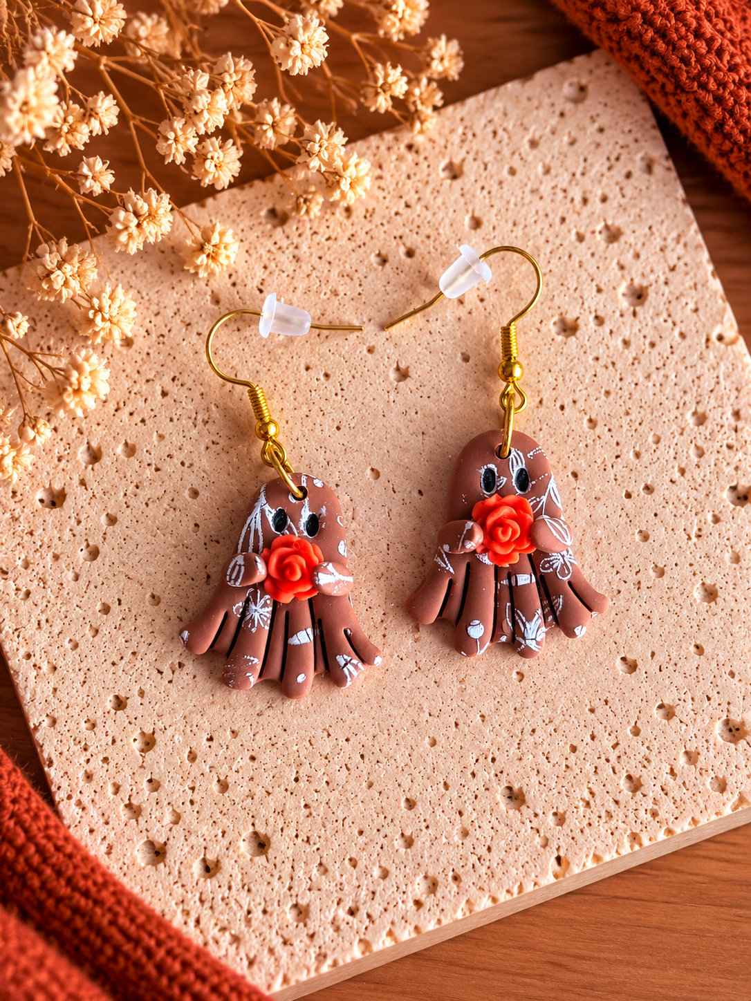 Terracotta Rose Ghost Dangles