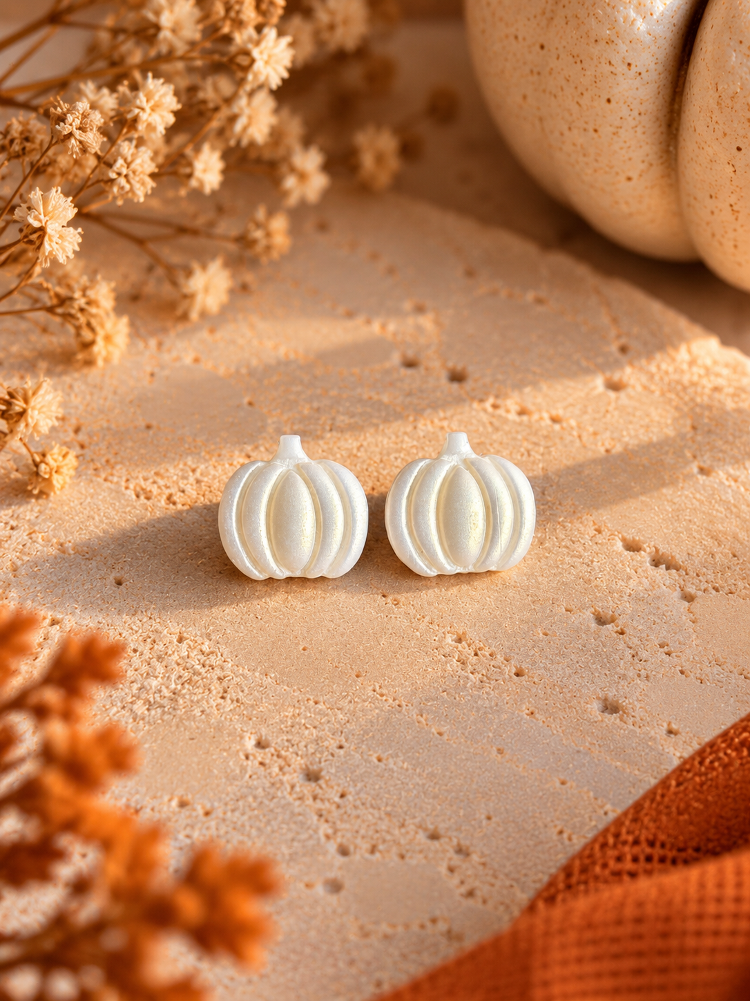 Pearl Pumpkin Stud Earrings