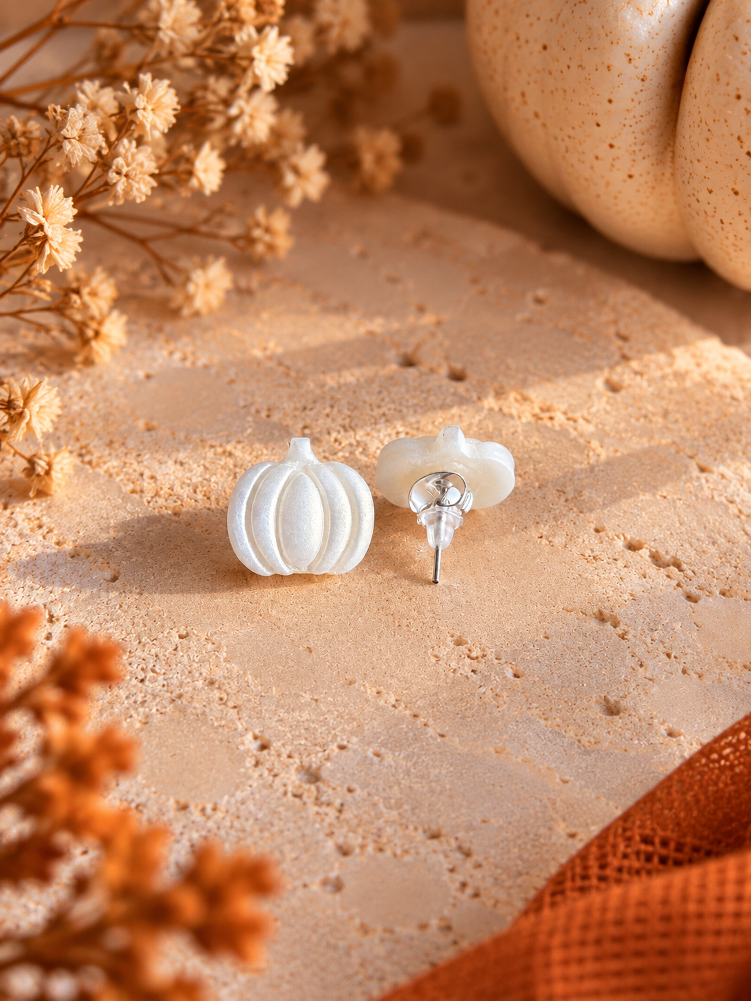 Pearl Pumpkin Stud Earrings