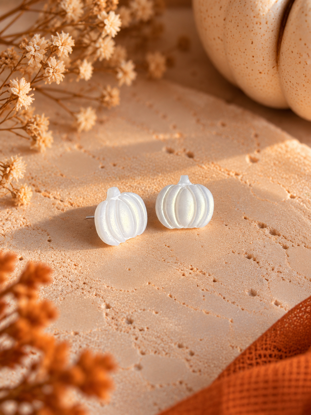 Pearl Pumpkin Stud Earrings