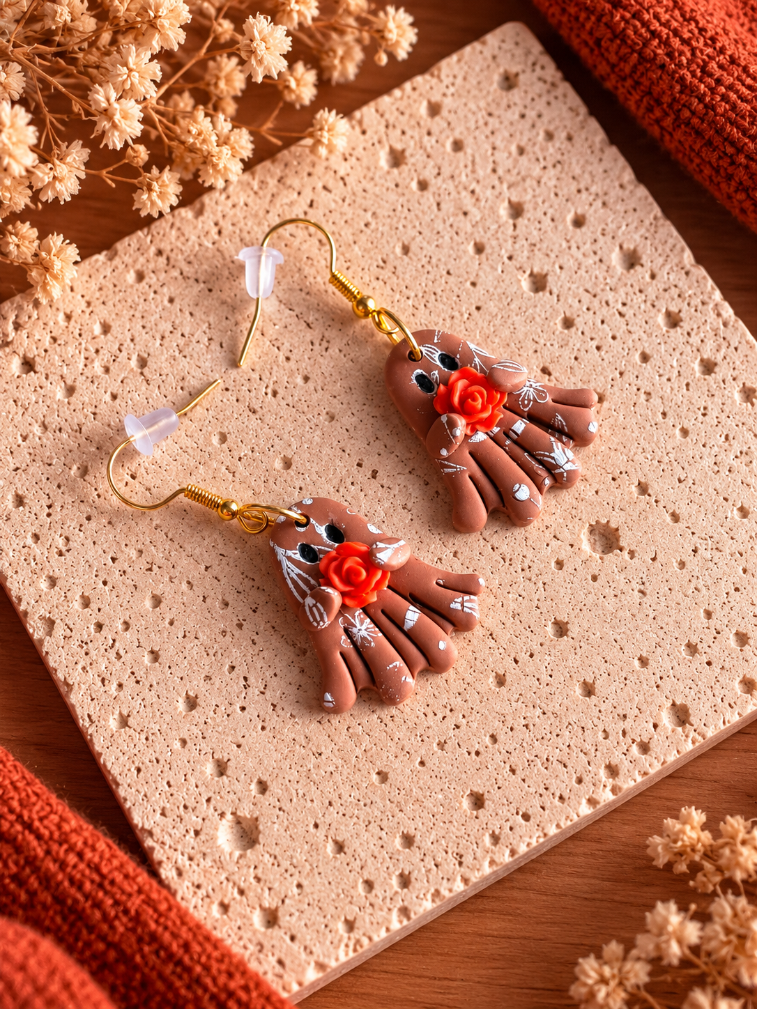 Terracotta Rose Ghost Dangles