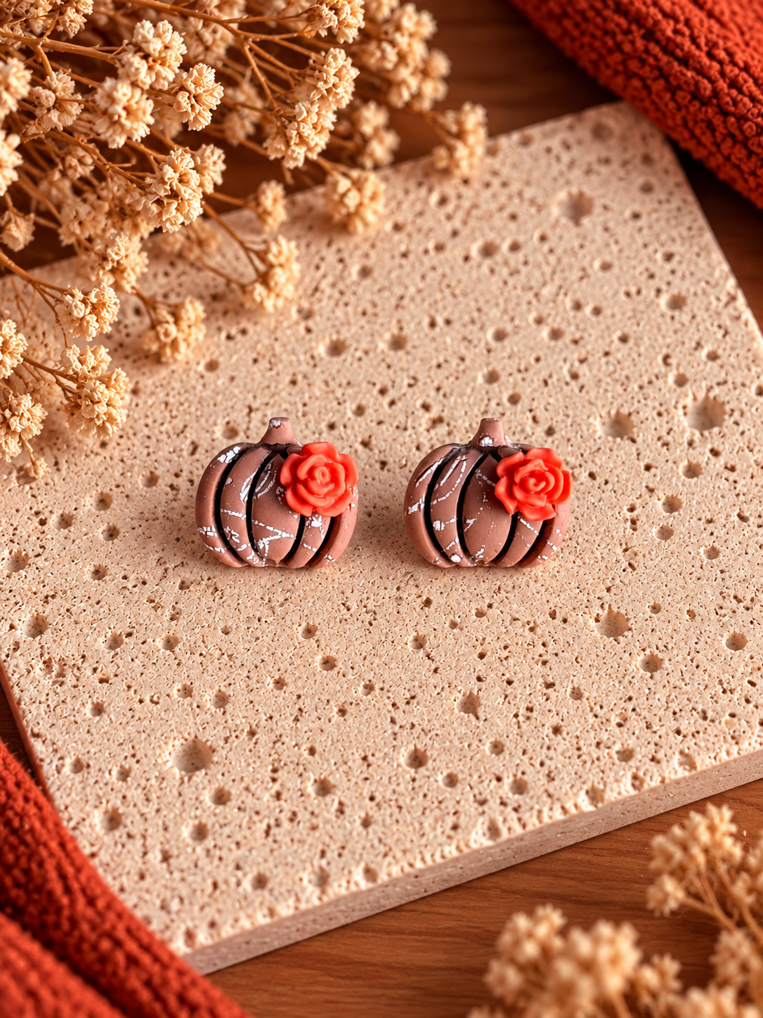 Terracotta Rose Pumpkin Studs