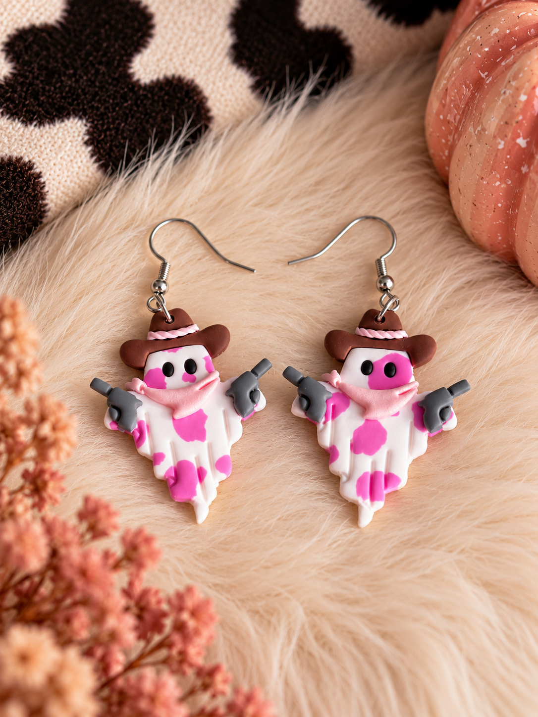 Boo Scootin’ Moos – Cowgirl Ghost Dangles