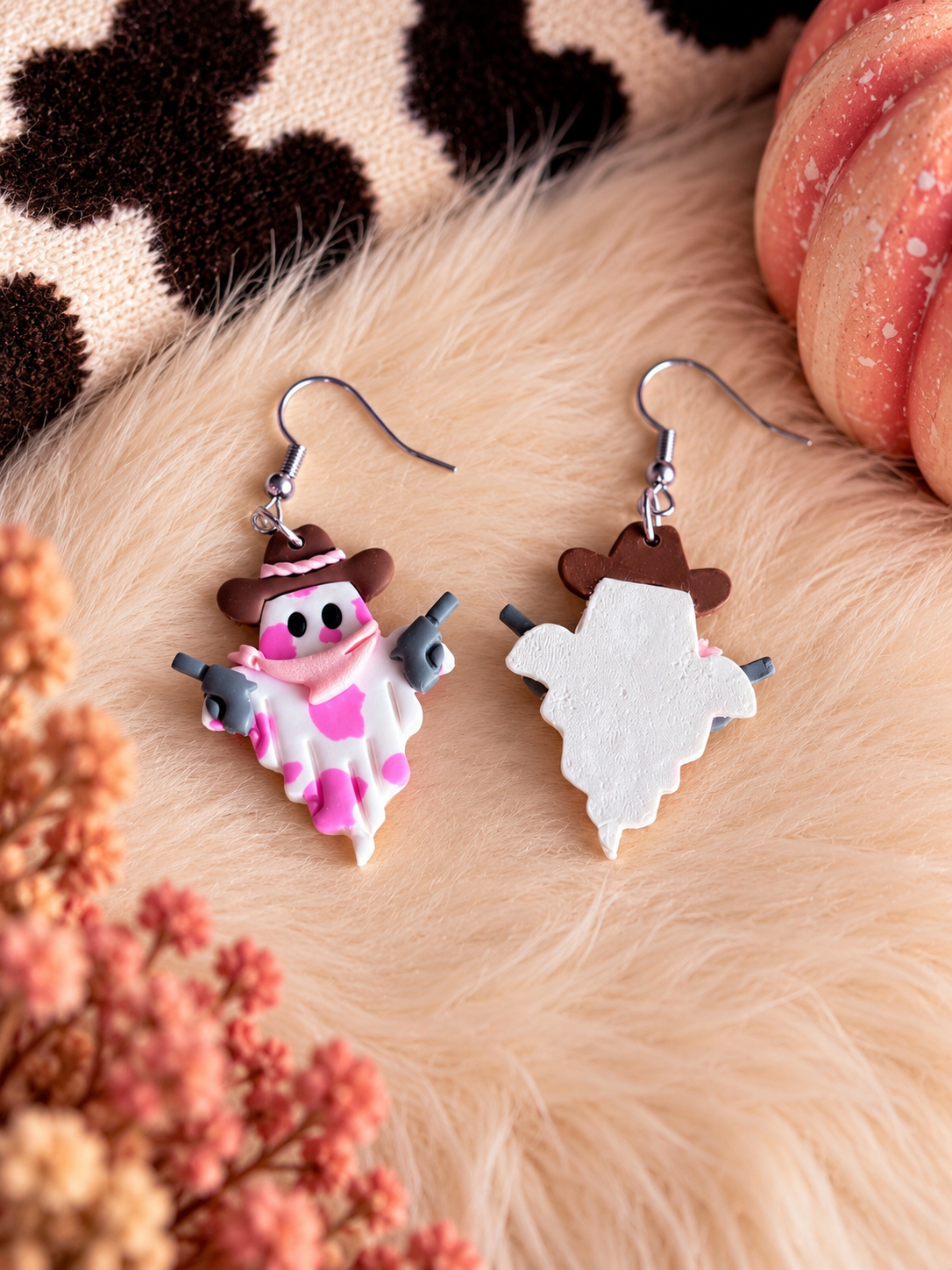 Boo Scootin’ Moos – Cowgirl Ghost Dangles